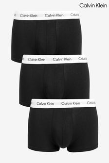 Black/White - Calvin Klein Cotton Stretch Low Rise Trunks 3 Pack (902873) | BGN117