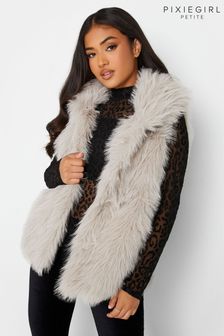 PixieGirl Petite Natural Long Faux Fur Gilet (902907) | 346 QAR