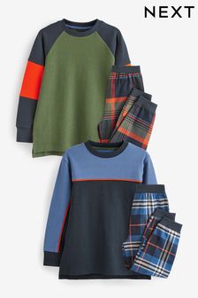 Orange/Navy Check Pyjamas 2 Pack (3-16yrs) (903051) | kr470 - kr590