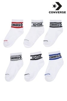 Converse White Ankle Socks 6 Pack Kids (903179) | $50