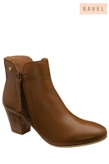 Ravel Brown Leather Heeled Ankle Boots (903429) | 574 SAR