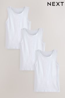 White Lace Trim Vest 3 Pack (1.5-16yrs) (903582) | HK$52 - HK$79