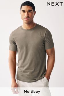 Brown Neutral Slim Fit Essential Crew Neck T-Shirt (903911) | €9