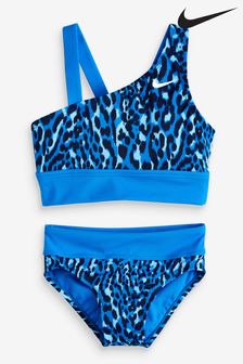 Nike Blue Animal Print Asymmetrical Top Bikini Set (904302) | Kč1,070