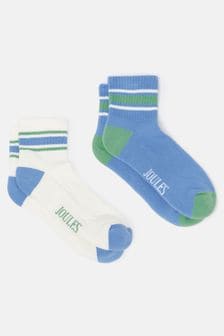 Joules Volley Blue & White Tennis Socks (2 Pack) (904308) | SGD 19