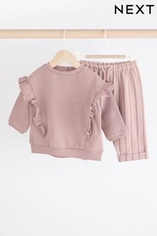 Mauve Purple Stripe Baby Sweatshirt And Wide Leg Trousers Set (904522) | $22 - $26