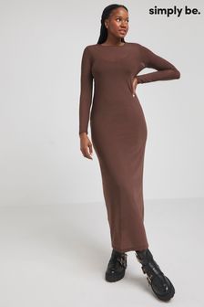 Simply Be Chocolate Brown Mesh Maxi Dress (904683) | €22