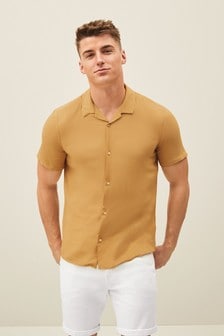 Żółty musztardowy - Lekka koszulka z wiskozy (904985) | 32 zł