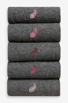 Lot de 5 paires de chaussettes à motif cachemire brodé 