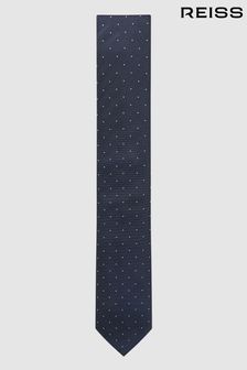 Bleu marine - Cravate à pois en soie Reiss Liam (905859) | €56