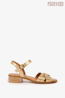 Золотистые кожаные сандалии на каблуке с эффектом металлик Penelope Chilvers (905950) | €171