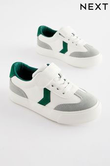 White Standard Fit (F) Touch Fastening Chevron Trainers (906300) | $32 - $38