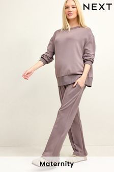 Mocha Brown Maternity Co-ord Wide Leg Jogging Bottoms (906585) | AED152