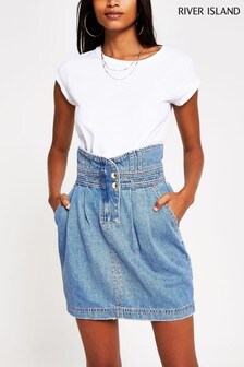 River Island Denim Mini Waisted Skirt