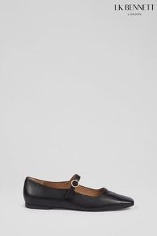 LK Bennett Black Leather Willow Mary Jane Shoes (906792) | $392