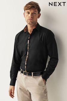 Black Slim Fit Trimmed Formal Shirt (906823) | ₪ 124