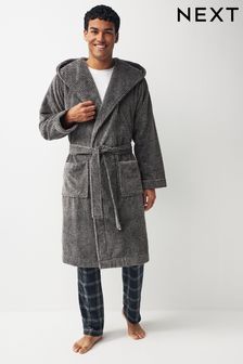 Grey Textured Supersoft Hooded Dressing Gown (906963) | €12