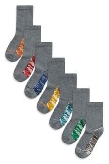Grey Camo 7 Pack Cotton Rich Socks (907049) | OMR4 - OMR5
