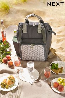 Grey Geo Picnic 4 Person Picnic Backpack