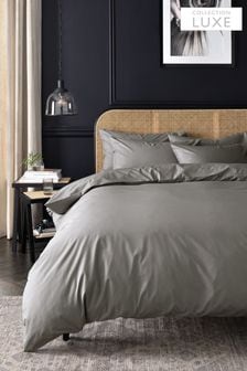 Grey Collection Luxe 200 Thread Count 100% Egyptian Cotton Percale Duvet Cover And Pillowcase Set (907460) | €39 - €86