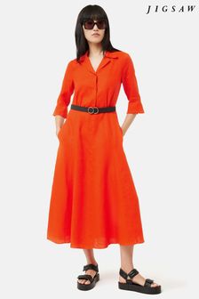 Jigsaw Orange Linen Shirt Dress (907464) | €102