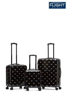 Bourdon noir/doré - Lot de 3 valises à grands carreaux et valise de cabine Flight Knight noires (907486) | €176