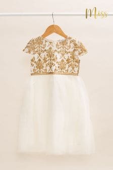 أبيض - فستان تول انسيابي وردي بترتر من أعلى من Miss (907664) | 242 ر.س