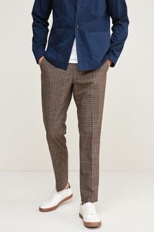Taupe Brown - Trimmed Check Heritage Trousers (908002) | kr394