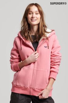 粉色 - Superdry必備款博格色襯裡拉鍊連帽上衣 (908020) | NT$3,030
