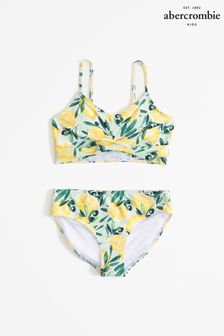 Abercrombie & Fitch Yellow Twist Front Lemon Print Bikini