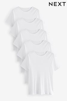 White Rib Slim Fit T-Shirts 5 Pack (908628) | 191 SAR