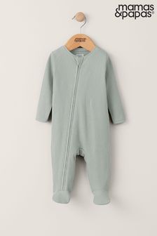 Mamas & Papas Baby Schlafanzug aus Bio-Material mit Reißverschluss, Grün (909070) | 25 €
