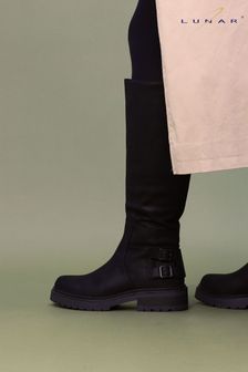 Lunar Warwick Faux Leather Black Long Boots