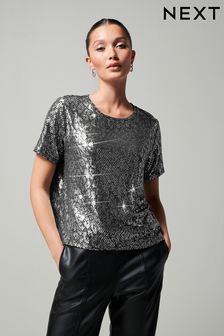 Silver Sequin T-Shirt (909469) | €16