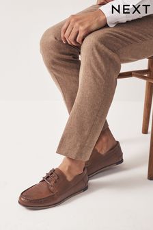 Tan Brown Formal Leather Boat Shoes (909773) | $75