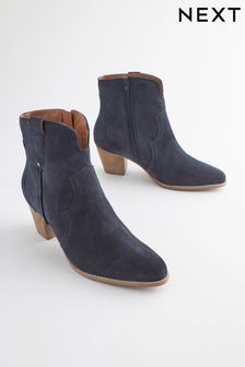 Navy Blue Regular/Wide Fit Forever Comfort® Leather Cowboy/Western Boots (910444) | 88 €