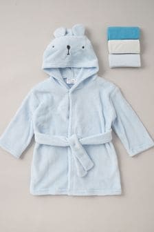 Little Gent Hooded Robe Set with Muslin Cloth 3 Packs (910875) | 119 QAR