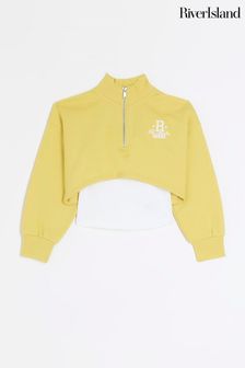 River Island Yellow Girls Funnel Neck 2 in 1 Sweat Top (911541) | €12.50 - €15.50