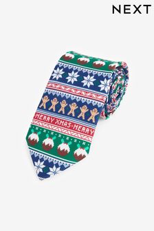 Navy Blue/Red/Green Christmas Tie (911679) | OMR5
