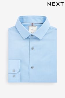 Синий - Обычный крой - Фактурная рубашка из легкой в уходе ткани с двумя манжетами (912494) | €35