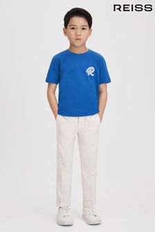 Синий с ляписом - хлопковая футболка с круглым вырезом Reiss Jude (913276) | €27