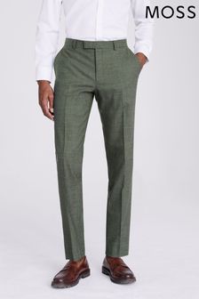 MOSS Tailored Fit Green Puppy Tooth Performance Trousers (913467) | $188