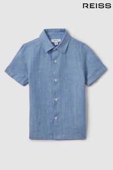 Reiss Sky Blue Holiday Teen Short Sleeve Linen Shirt (913499) | €64