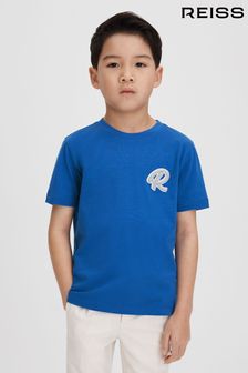 Синий с ляписом - хлопковая футболка с круглым вырезом Reiss Jude (913544) | €24