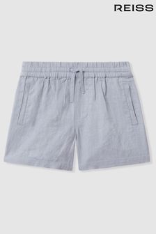 Reiss Soft Blue Acen Senior Linen Drawstring Shorts (913750) | AED230