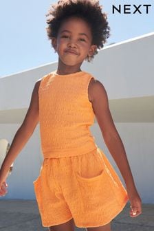 Orange Crinkle Shorts and Vest Set (3-16yrs) (913758) | KRW25,600 - KRW38,400