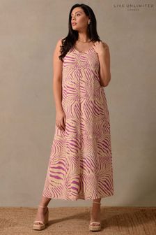 Сиреневое платье макси с V-образным вырезом и принтом "зебра" Live Unlimited Curve (913806) | €43