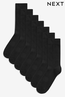 Black 7 Pack Mens Cotton Rich Socks (913953) | OMR5