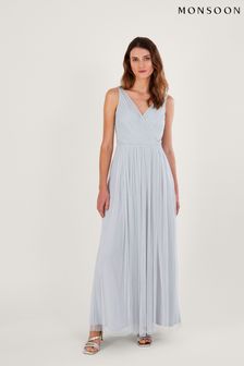 Monsoon Silver Anne Sustainable Mesh Maxi Dress (914058) | €148
