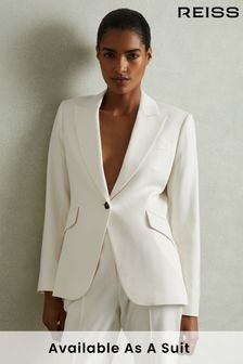 Reiss Cream Millie Tailored Single Breasted Suit Blazer (914095) | 168,840 Ft